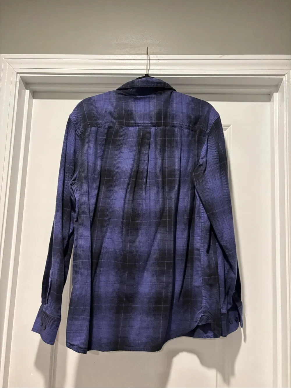 The North Face Arroyo Light Weight Button-Down Flannel Blue Black Plaid Size Med